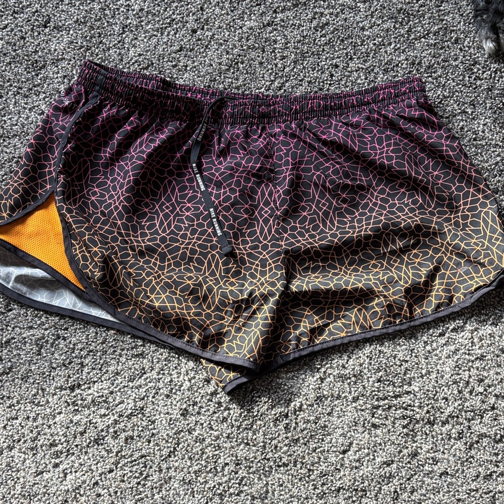 Nike Black and Orange Athletic Shorts